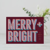 Merry + Bright Marquee Folie Vakantie Kaart - Rood (Staand Voorkant)