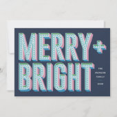 Merry + Bright Marquee Holiday Kaart - Blauw (Voorkant)