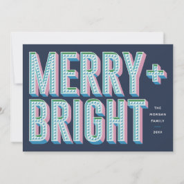 Merry + Bright Marquee Holiday Kaart - Blauw