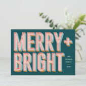 Merry + Bright Marquee Holiday Kaart - Blauwgroen (Staand voorkant)