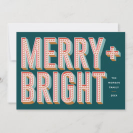 Merry + Bright Marquee Holiday Kaart - Blauwgroen