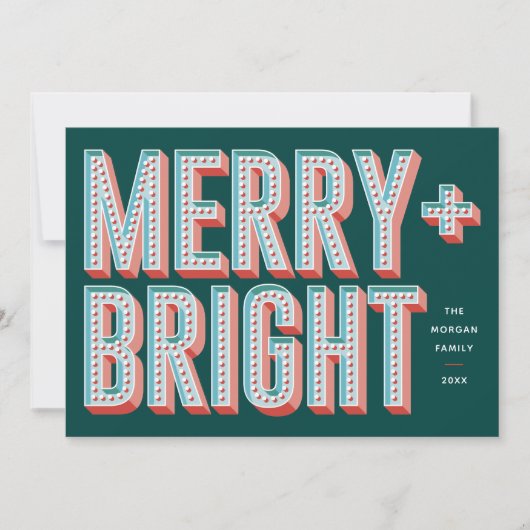 Merry + Bright Marquee Holiday Kaart - Groen (Voorkant)