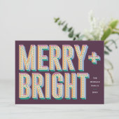 Merry + Bright Marquee Holiday Kaart - Paarse (Staand voorkant)