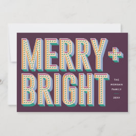 Merry + Bright Marquee Holiday Kaart - Paarse