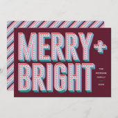 Merry + Bright Marquee Holiday Kaart - Rood (Voorkant / Achterkant)