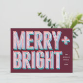 Merry + Bright Marquee Holiday Kaart - Rood (Staand voorkant)