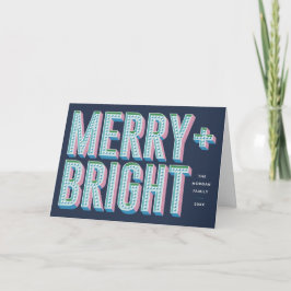 Merry + Bright Marquee Wenskaart - Blauw