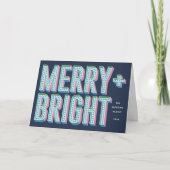 Merry + Bright Marquee Wenskaart - Blauw (Voorkant)