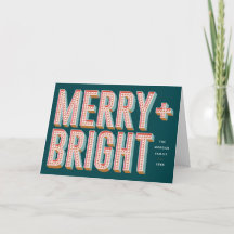 Merry + Bright Marquee Wenskaart - Blauwgroen
