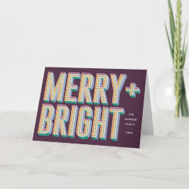 Merry + Bright Marquee Wenskaart - Paarse