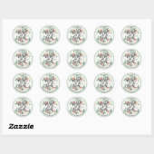 Merry Bright Merry kerst Holly Floral Adres Ronde Sticker (Vel)