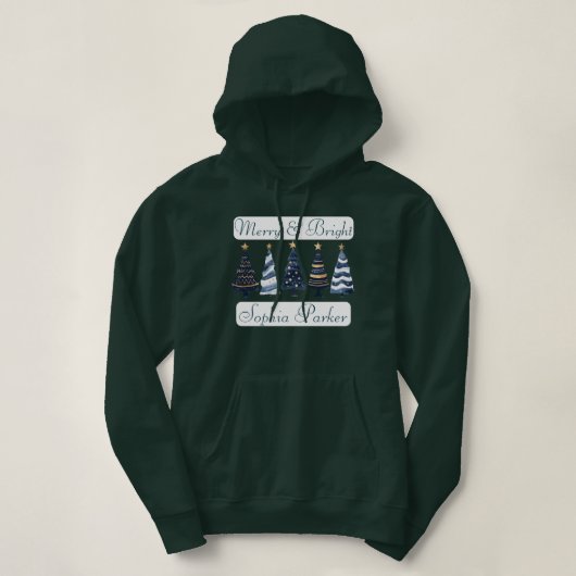 Merry & Bright met Funny Trees Vakantie Gepersonal Hoodie (Design voorkant)