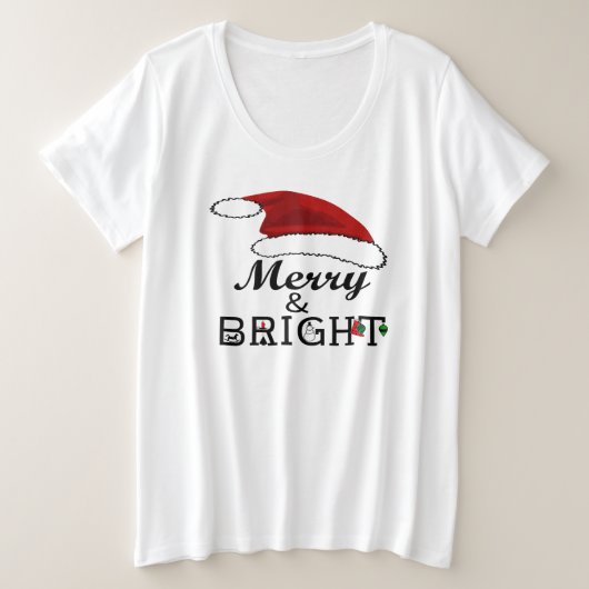 Merry & Bright met Kerstmis met kerstmis, ZSSPG Grote Maat T-shirt (Design voorkant)