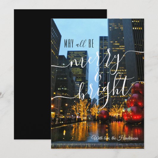 Merry & Bright Midtown NYC Fotografie Kerstmis Feestdagenkaart (Voorkant / Achterkant)