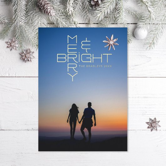 Merry & Bright Minimal Folie Feestdagenkaart