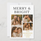 Merry & Bright Minimal Luxury Photo Holiday Kaart (Voorkant)