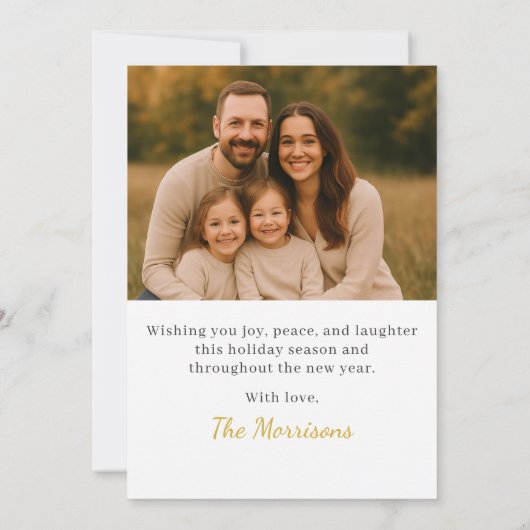 Merry & Bright Minimal Luxury Photo Holiday Kaart (Achterkant)