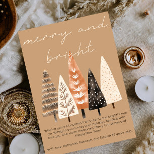 Merry & Bright Minimalist Boho Tan Christmas Schat Feestdagenkaart