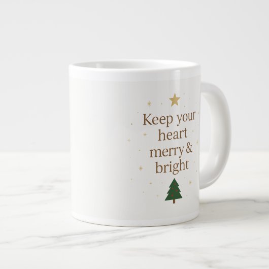 Merry & Bright | Minimalist Christmas Quote mug Grote Koffiekop (Voorkant rechts)