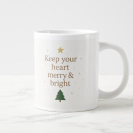 Merry & Bright | Minimalist Christmas Quote mug Grote Koffiekop