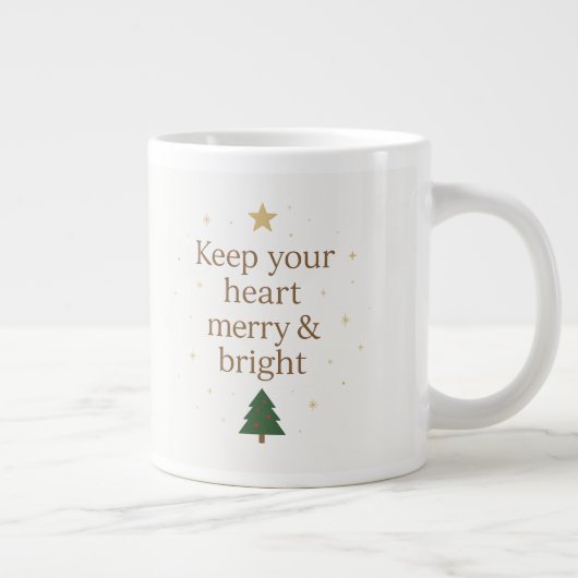 Merry & Bright | Minimalist Christmas Quote mug Grote Koffiekop (Rechts)