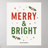 Merry & Bright | Minimalist Christmas Quote Script Poster (Voorkant)