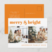 Merry & Bright Minimalistisch Geel Kerstfeest Briefkaart (Voorkant / Achterkant)