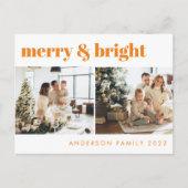 Merry & Bright Minimalistisch Geel Kerstfeest Briefkaart (Voorkant)