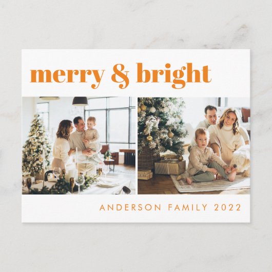 Merry & Bright Minimalistisch Geel Kerstfeest Briefkaart (Voorkant)