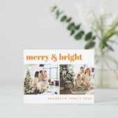 Merry & Bright Minimalistisch Geel Kerstfeest Briefkaart (Staand voorkant)