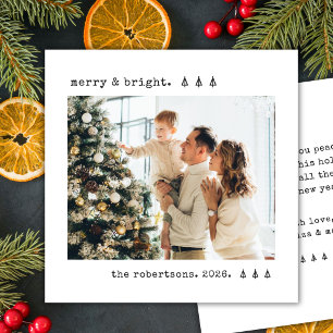 Merry & Bright Minimalistische Typemachine Dennent Feestdagenkaart