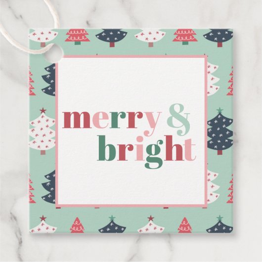 Merry & Bright Mint Tree Square Bedankjes Labels (Voorkant)
