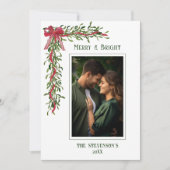 Merry & Bright Mistletoe Photo Christmas Feestdagenkaart (Voorkant)