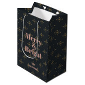 Merry & Bright Modern Charcoal Black Medium Cadeauzakje (Voorkant Gekanteld)