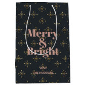 Merry & Bright Modern Charcoal Black Medium Cadeauzakje (Voorkant)