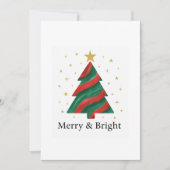 Merry & Bright Modern Christmas Tree Flat Holiday  Feestdagenkaart (Voorkant)
