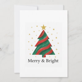 Merry & Bright Modern Christmas Tree Flat Holiday  Feestdagenkaart