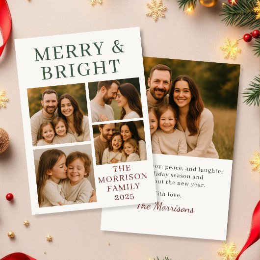 Merry & Bright Modern Foto Kerstvakantie Kaart