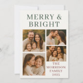 Merry & Bright Modern Foto Kerstvakantie Kaart (Voorkant)