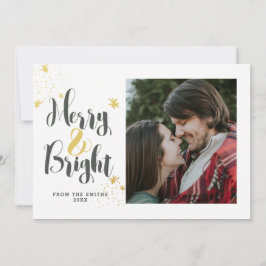 Merry & Bright Modern Gold-fotokaart Feestdagenkaart