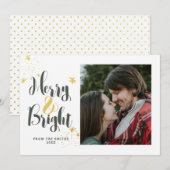 Merry & Bright Modern Gold-fotokaart Feestdagenkaart (Voorkant / Achterkant)