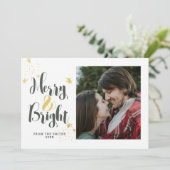 Merry & Bright Modern Gold-fotokaart Feestdagenkaart (Staand voorkant)