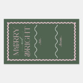 Merry & Bright Modern Green Retro Wavy van & naar Rechthoekige Sticker (Voorkant)