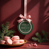 Merry & Bright Modern Groen Roze Retro Wavy Foto Bedankjes Labels