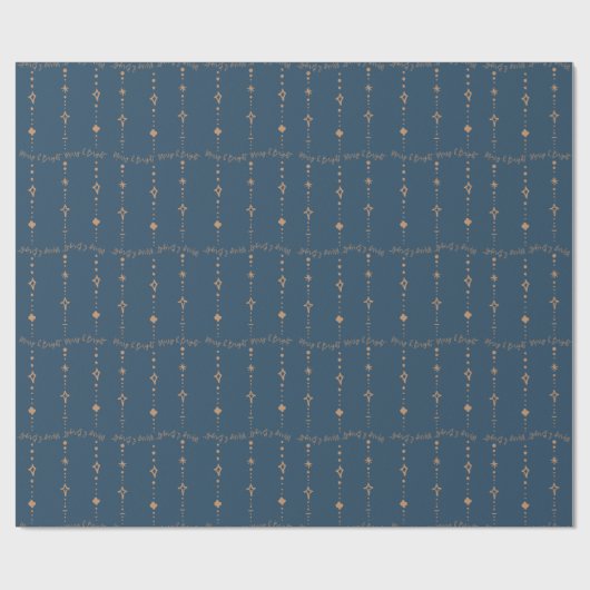 Merry & Bright Modern Navy Blauw & Goud Abstract Cadeaupapier (Vlak)