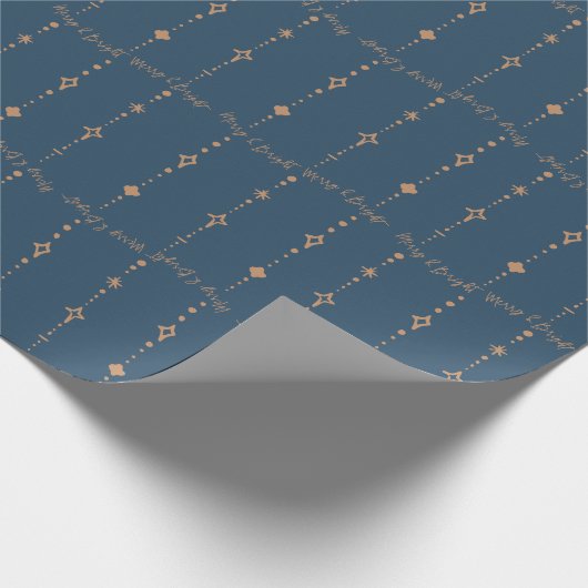 Merry & Bright Modern Navy Blauw & Goud Abstract Cadeaupapier (Hoek)
