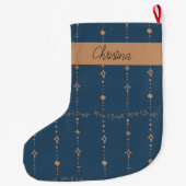 Merry & Bright Modern Navy Blauw & Goud Abstract Grote Kerstsok (Achterkant)