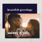 Merry & Bright Modern Photo Christmas Holiday  Feestdagenkaart (Voorkant / Achterkant)