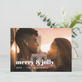 Merry & Bright Modern Photo Christmas Holiday  Feestdagenkaart (Staand voorkant)