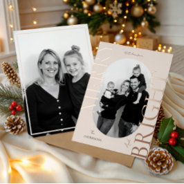 Merry & Bright Modern Photo Elegant Christmas Folie Feestdagenkaart